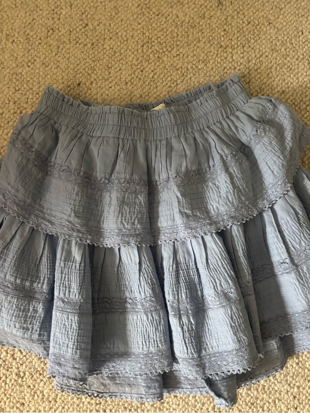 Love shack fancy -Blue Tiered Ruffled Women's Skirt